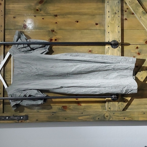 80s 90s VTG VINTAGE LONG DRESS W PUFF RUFFLE SLEEVES BUTTON DOWN STATEMENT RETRO - Picture 9 of 11